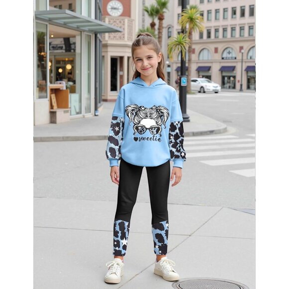 Girls Fall Outfits Sweetie-girl Hoodie Top and Camouflage Legging Pants 2PCS Gir - Picture 2 of 6